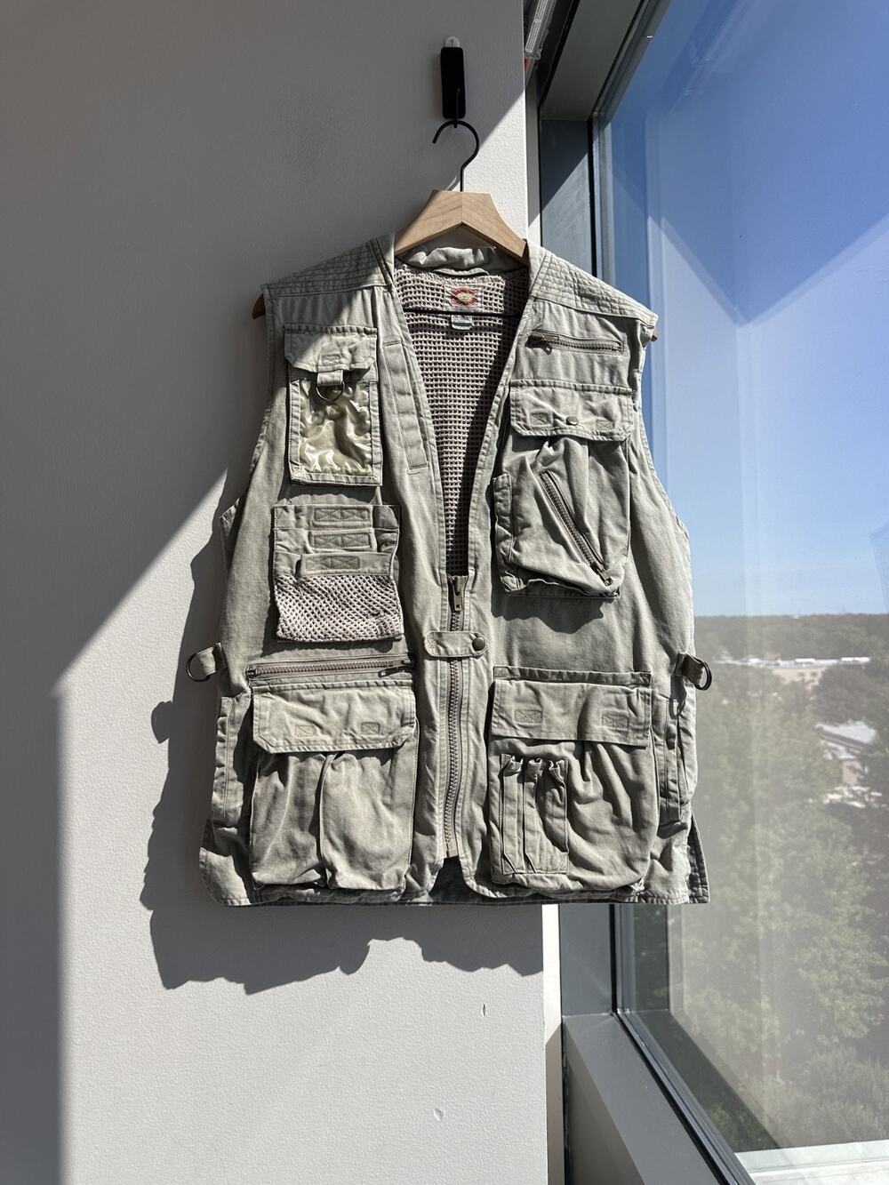 Rare Vintage 1980s Banana Republic Khaki Safari Vest Multi Pocket Tactical Sz M
